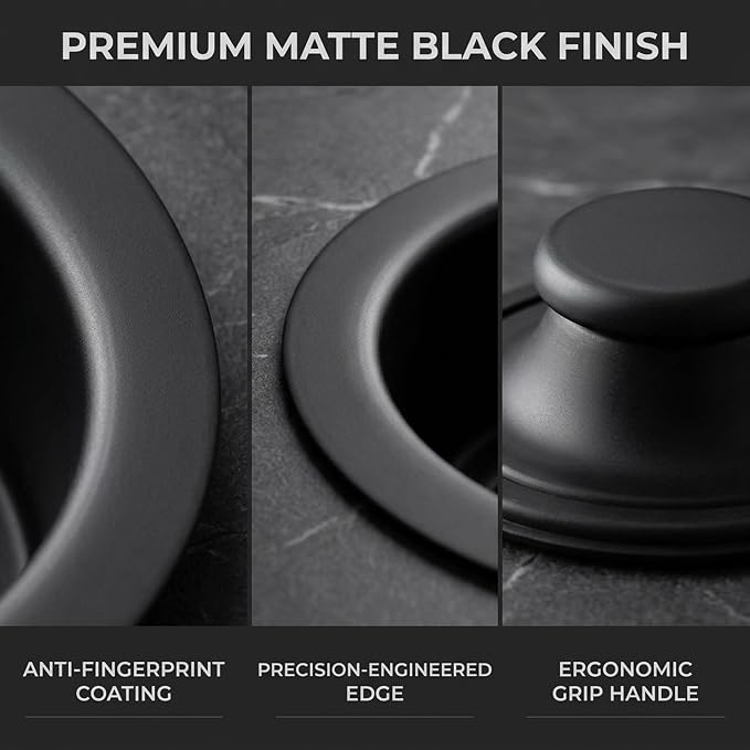 Garbage Disposal Stopper & Flange Kit, Matte Black Sink Stopper 3-1/2" - Image 3