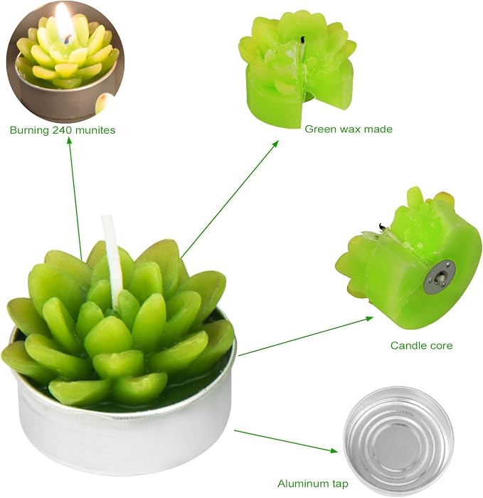 Handmade Cactus Tealight Candles | Succulent Cactus Tea Light Candles - Image 3