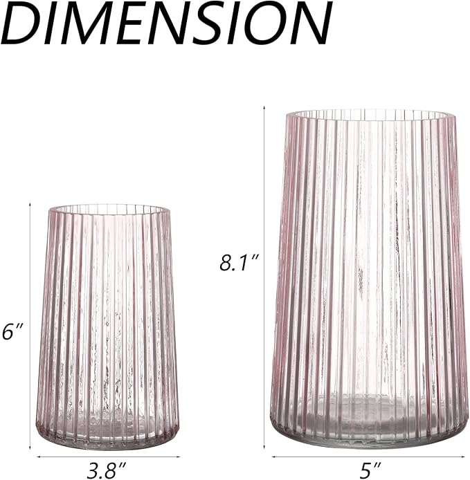 Ribbed Flower Vases Set of 2, Flower Vase - Image 6