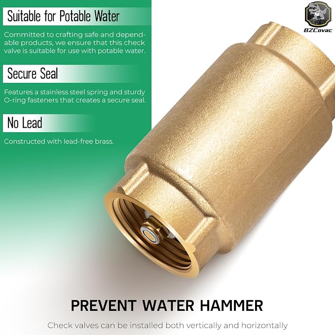 1" No-Lead Brass Check Valve - Image 3