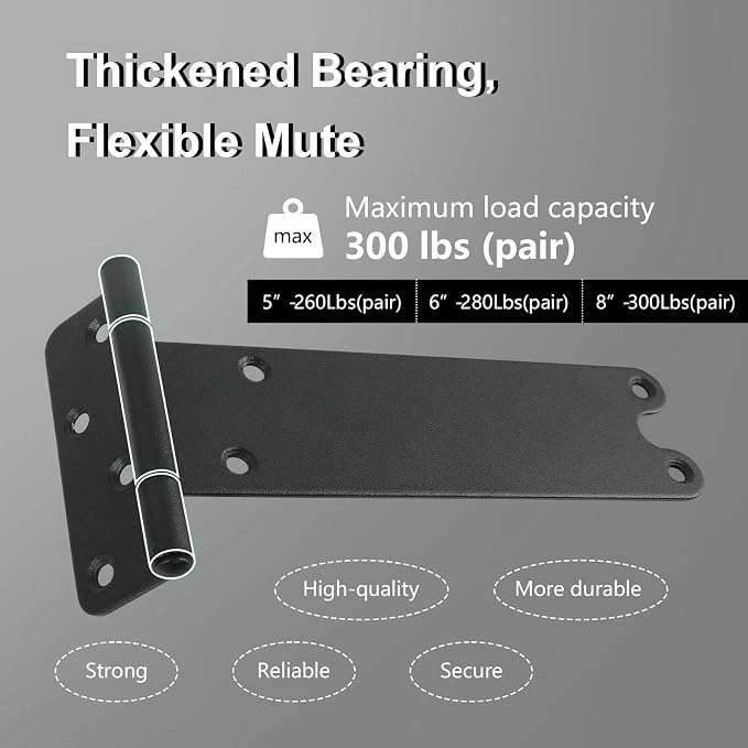 6 Pack 8" Door Hinges, 300 Lbs Capacity Heavy Duty Gate Hinges | Matte black - Image 3