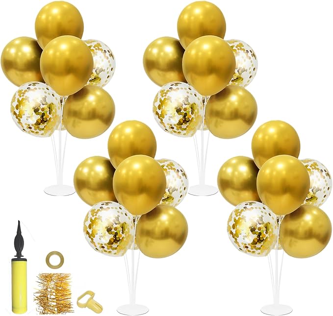 ZJDHPTY Gold Birthday Decorations, 4 Set Balloon Stand by ZJDHPTY