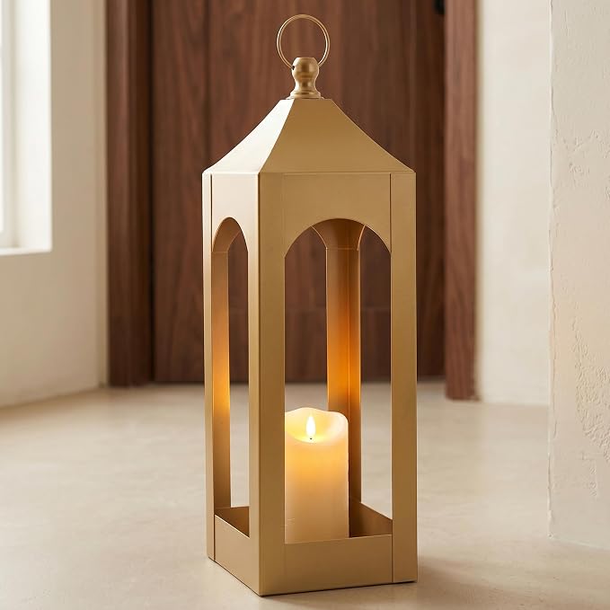 Modern Farmhouse Lantern Decor Metal Decorative Hanging Candle Lanterns | Ideal - Image 3