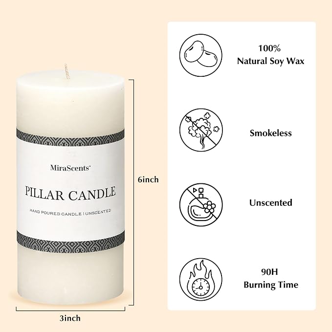 3x6 Inch White Pillar Candles - Image 5