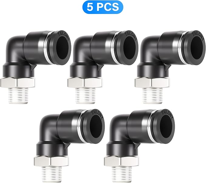 TAILONZ 1/2" x 1/4" NPT Push to Connect Elbow Fitting 5pcs | Copper&Plastic - Image 8