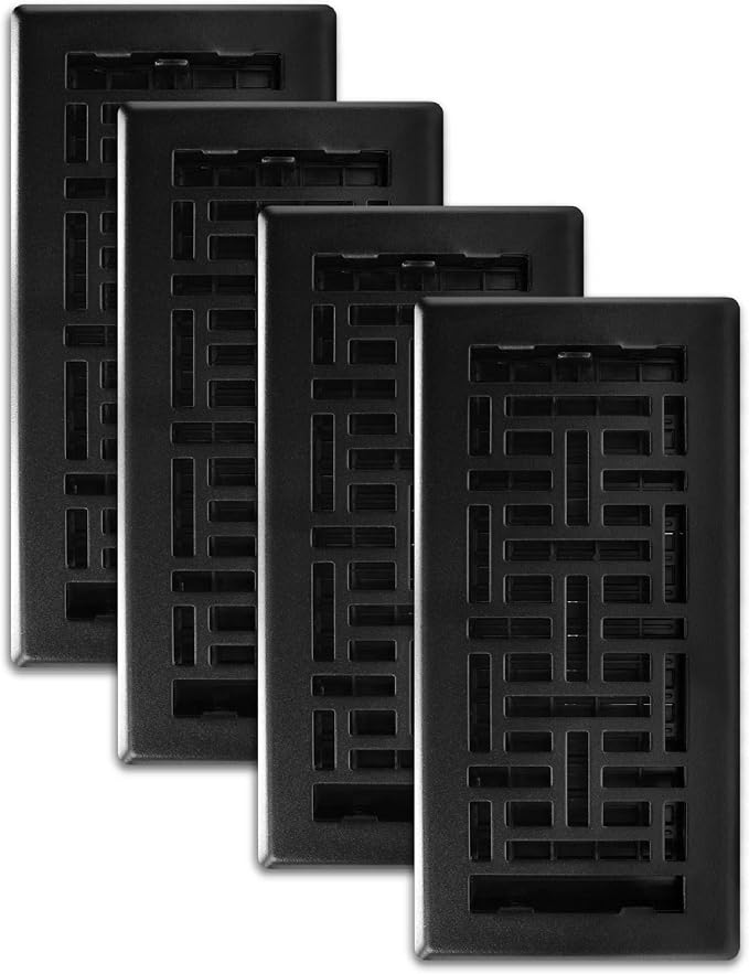 Decor Grates Oriental Floor Register, 4x10 Inches, Textured Black by DecorGrates