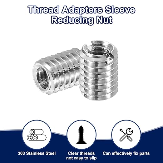 uxcell Thread Adapters Sleeve Reducing Nuts, Threaded Insert Repair Sleeve - Image 4
