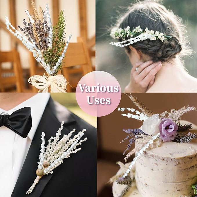 Glicrili Dried Lavender Flowers Real Stems White Bouquet - Image 4