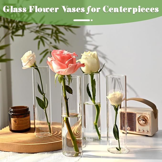 20 Pcs Glass Cylinder Bud Vases - Image 4