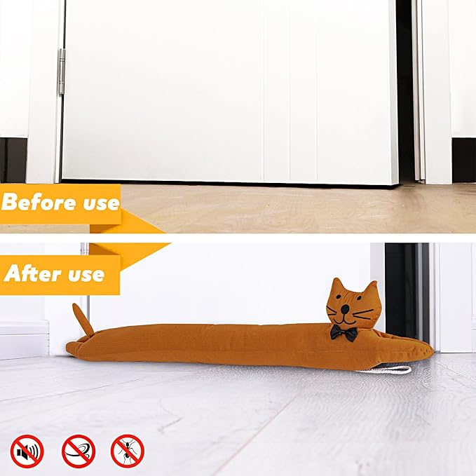 Cat Fabric Under Door Draft Stopper, 3LB Heavy Duty Decorative Soundproof Door - Image 5