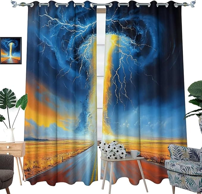 Gothic Tornado Clouds Road Blackout Curtains - Image 3