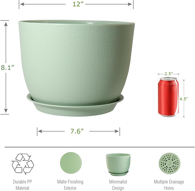 UOUZ 12inch Large Plant Pot, Modern Plastic Planter - Image 2