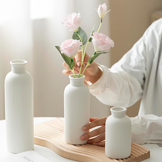 Modern Ceramic Vase Set, 3-Piece Decorative Vases - Image 5