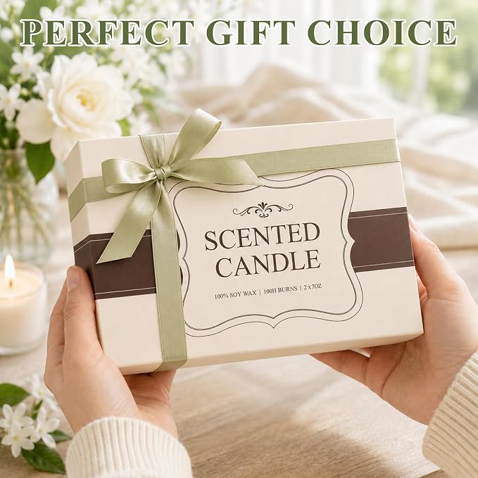 Molensun Lemon Eucalyptus Scented Soy Candles, 7 Oz 2 Pack Gift Box - Image 5