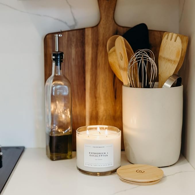 Evergreen & Eucalyptus 3 Wick Scented Candle - Image 6