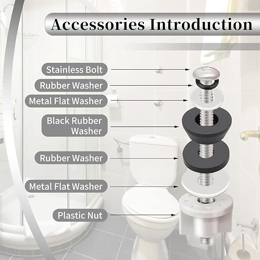 Universal Toilet Seat Hinge Bolts Kit, Heavy Duty Toilet Bolts, Waterproof - Image 2
