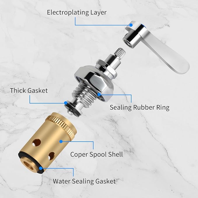 Handle Stem Assembly Replacement Valve Hot & Cold, Brass Spindle Assembly - Image 4