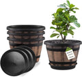 Quarut Plant Pots Set of 4 Pack 12 inch, Large Whiskey Barrel Planters by Quarut