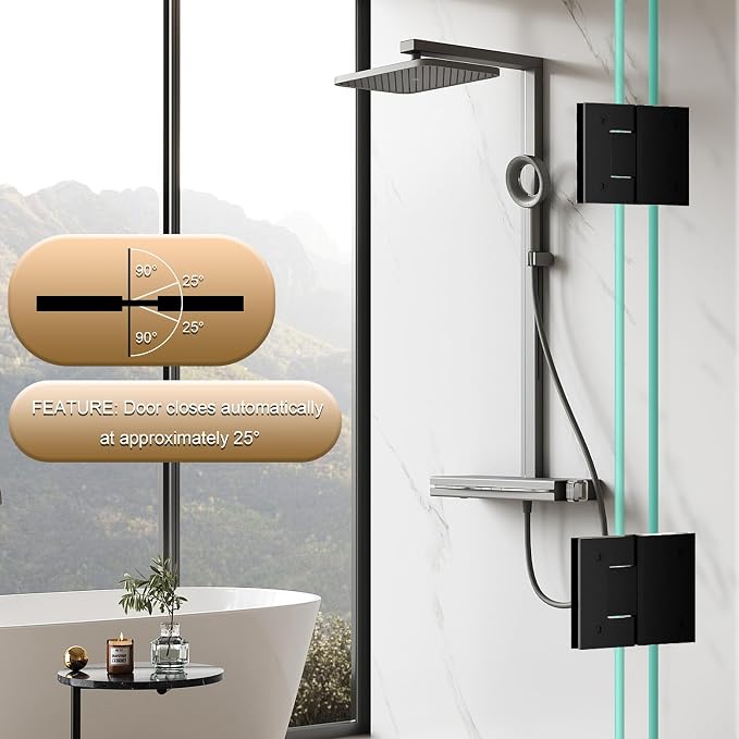 Alise Glass Shower Door Hinge, 180° Shower Hinge - Image 7
