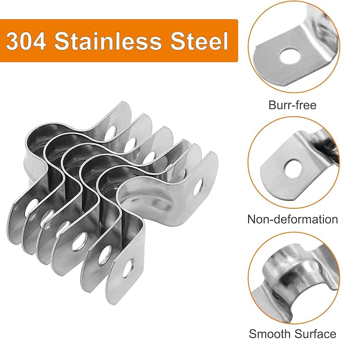 Biaungdo M10 3/8" Stainless Steel Pipe Strap, Two Hole Strap, U Bracket Pipe - Image 4