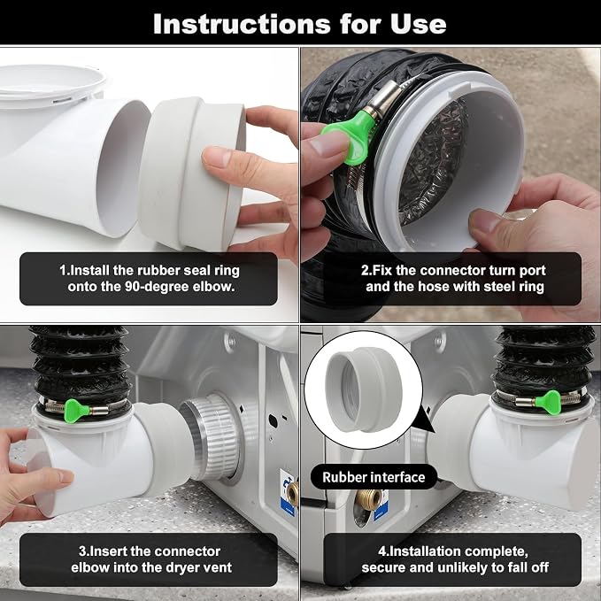 4Inch Dryer Vent Hose 10FT, Rubber Interface, Dryer Vent Connector Kit - Image 5