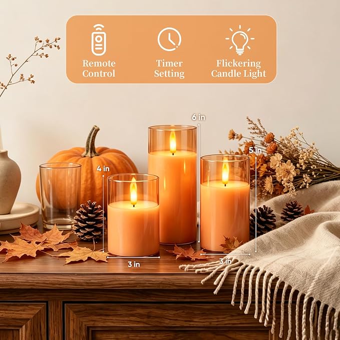 Amagic Orange Halloween Glass Flameless LED Pillar Candle - Image 5