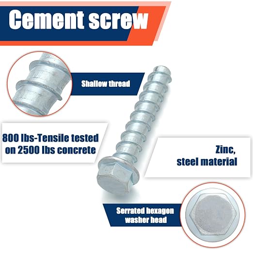 Tandefio 40 Pack 5/8 x 4 Concrete Anchors and Screw Kits Galvanized | Large - Image 3