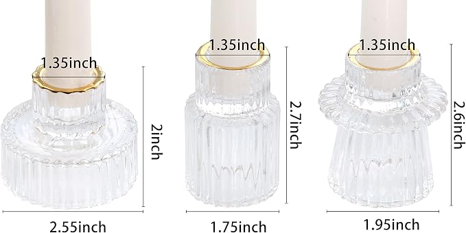 Vixdonos Taper Glass Candlestick Holders Tealight Candle Holders - Image 2