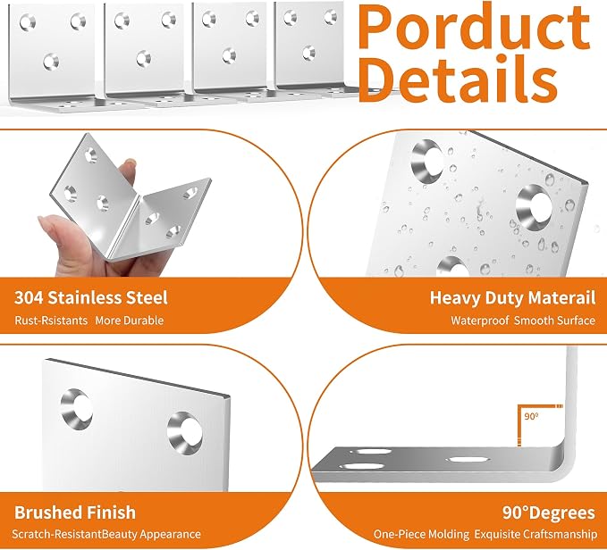 20Pcs Stainless Steel Angle Bracket 2In Heavy Duty Corner Brackets - Image 3