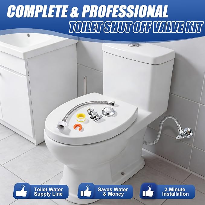 Dreyoo Complete Toilet Shut Off Valve Set - Image 2