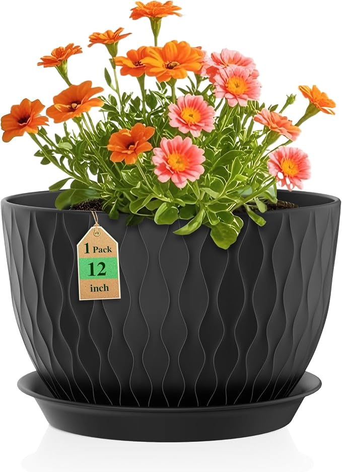 WSMKSZ 12 Inch Large Plant Pots by WSMKSZ