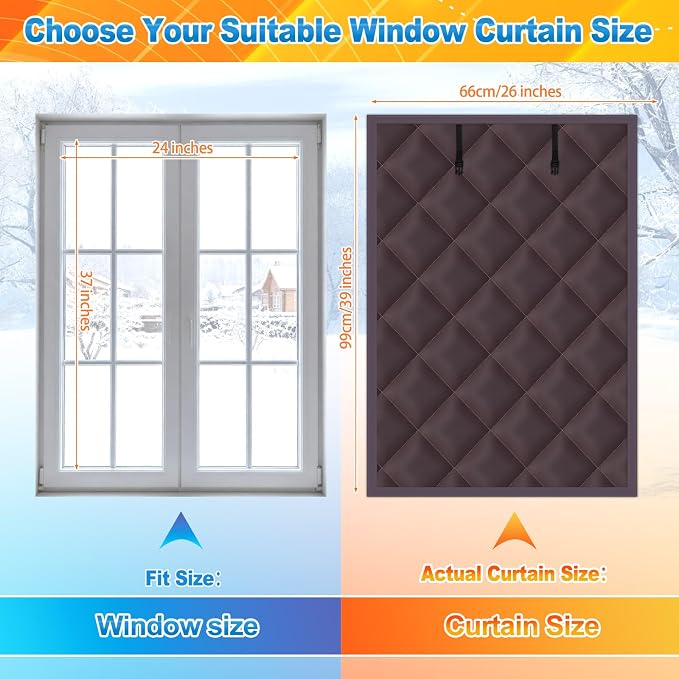 Fanfanwin 1 Pcs 39 x 26 Inches Window Insulation Curtain Kit Winter Thermal - Image 2