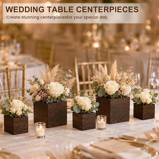 CONNOO Square Wooden Box Centerpiece Set, 12 Pack - Image 7