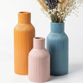 Colorful Ceramic Vases Set of 3, Smooth Round Vertical Ribbed, Minimalist by TrendEcoHome