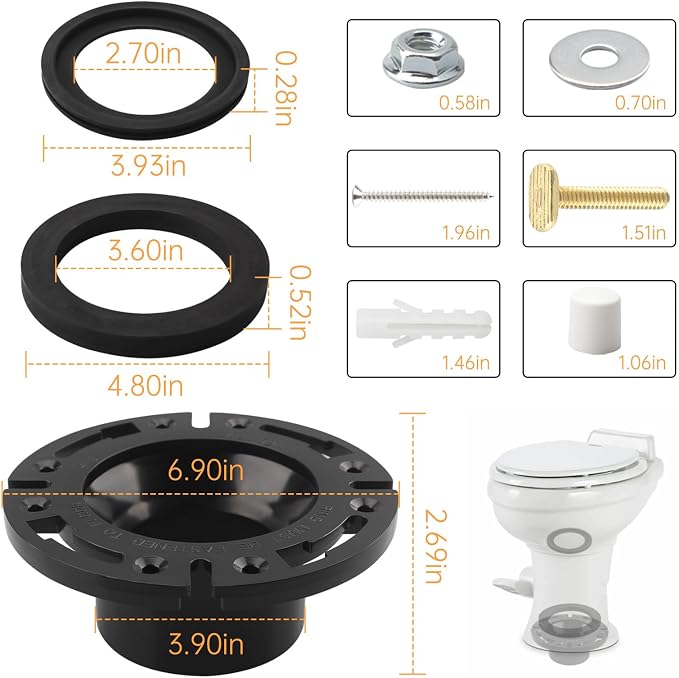 RV Toilet Seal and 3" Socket Floor Flange Kit - Image 2