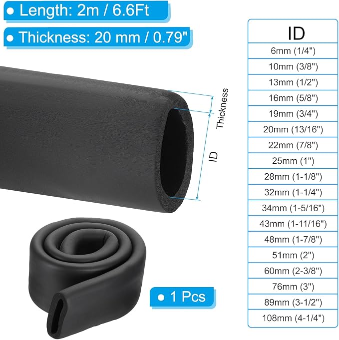 PATIKIL 3-1/2" ID x 6.6Ft Pipe Insulation Foam Tubes, Pipe Cover Wrap Roll Bar - Image 2