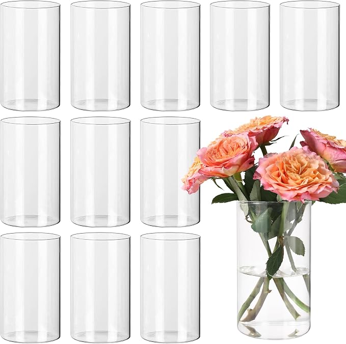 SUPMIND 12P Cylinder Vases for Table Centerpieces, 6inch Glass Flower Vases | by SUPMIND