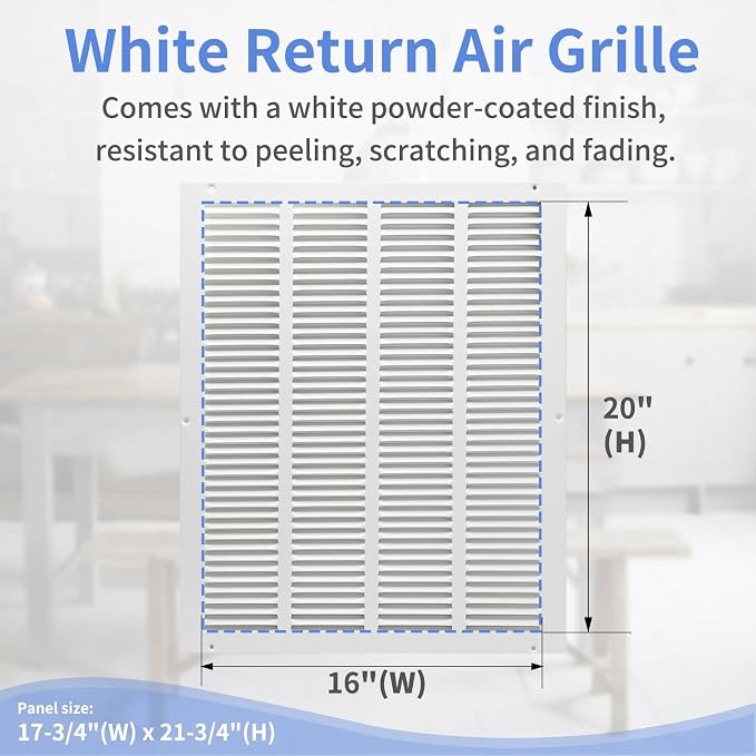 Howeall 16"W x 20"H Steel Return Air Grille, Air Return Vent Cover - Image 3