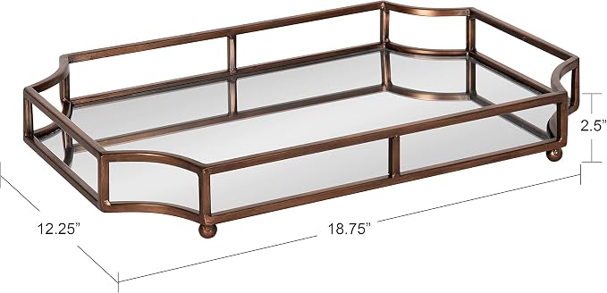Kate and Laurel Ciel Modern Scalloped Tray; 19 x 13 x 3. Bronze; Decorative - Image 6