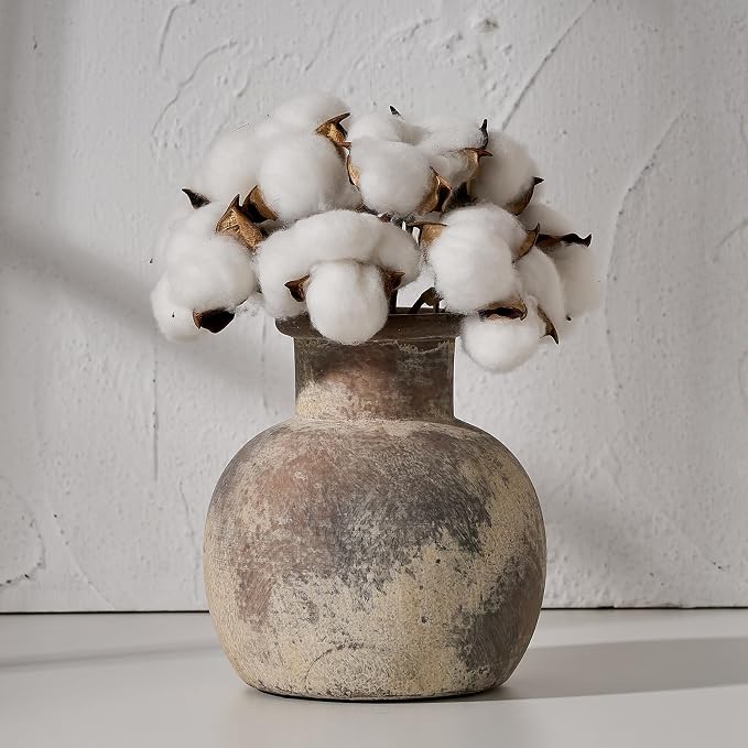 SIDUCAL Ceramic Rustic Farmhouse Vase | 6 Inch Pottery Decorative Flower by SIDUCAL