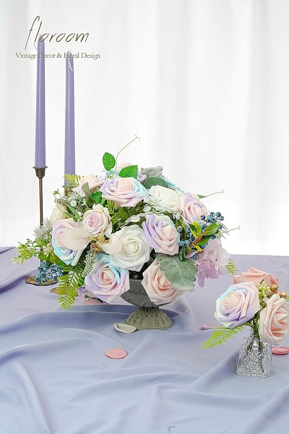 Artificial Flowers 25pcs Real Looking Whimsical Blush Foam Fake Roses - Image 4