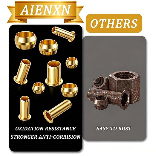 230PCS 6 Sizes Brass Compression Fittings Assortment kit- 1/2", 1/8" Insert - Image 3