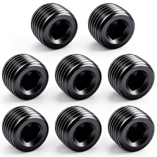 8PCS 1/2"NPT Male Pipe Plug Fitting Black Carbon Steel Pipe Plug Set Internal by Hmknana