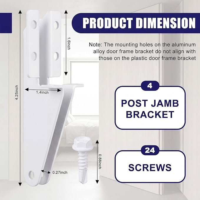 4 Pcs Aluminum Jamb Bracket Aluminum Screen Door Closer Bracket Storm Hardware - Image 2