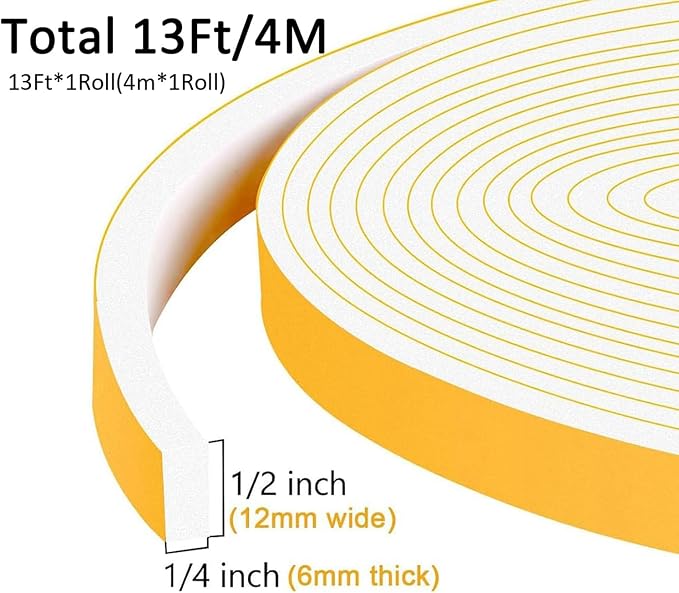 White Weather Stripping Door Seal Strip, Strong Adhesive Foam Tape | Blocks - Image 5