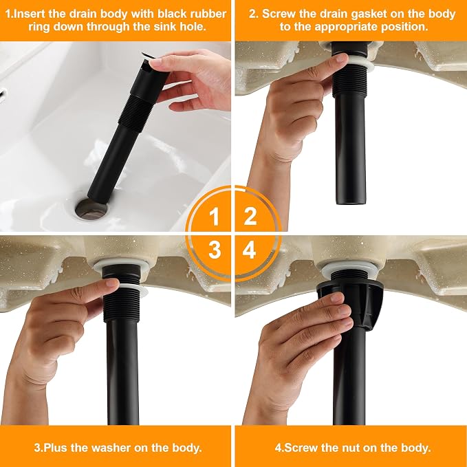 TIORIY Vessel Sink Drain Without Overflow, Plastic Bathroom Pop up Sink Drain - Image 6