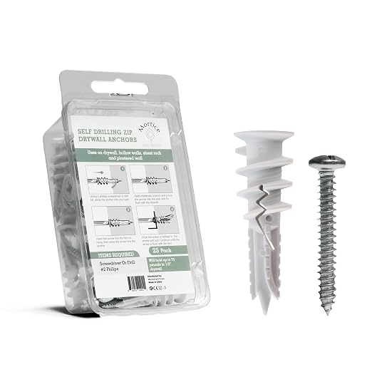 Reinforced Nylon 66 Drywall Anchors 90lb Limit, Self Drilling, Home Improvement by MorticeandTenon