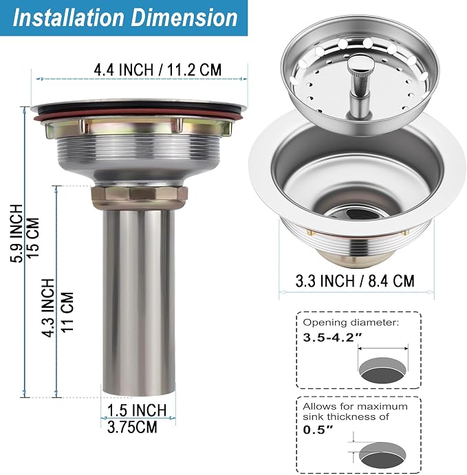eflyefly 1-1/2 inch Kitchen Sink Drain Kit - Image 6