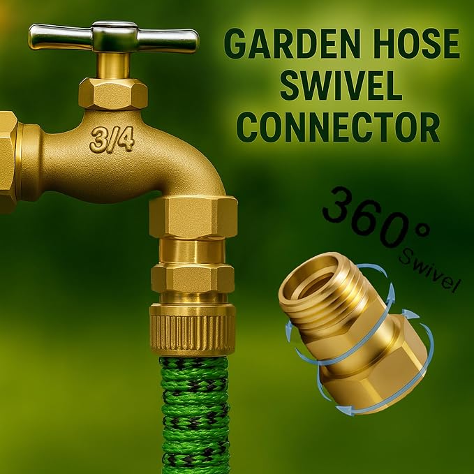 Upgraded No-Leak Easy-Rotate 3/4 GHT Garden Hose Swivel Connector | Brass Hose - Image 4