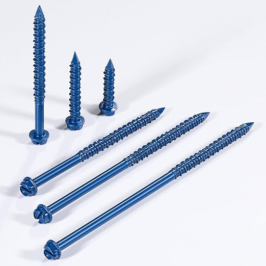 Wensilon 3/16" * 1-1/4" Slotted Hex Concrete Screws Anchor Blue Hexagon Head - Image 5